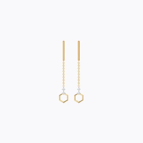 Minimalist Hex Diamond Drop Earrings