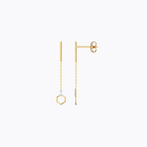 Minimalist Hex Diamond Drop Earrings