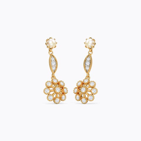 Inika Floret Gemstone Drop Earrings Diamond,Gemstone Earrings 14 Karat Yellow Gold Inika Floret Gemstone Drop Earrings