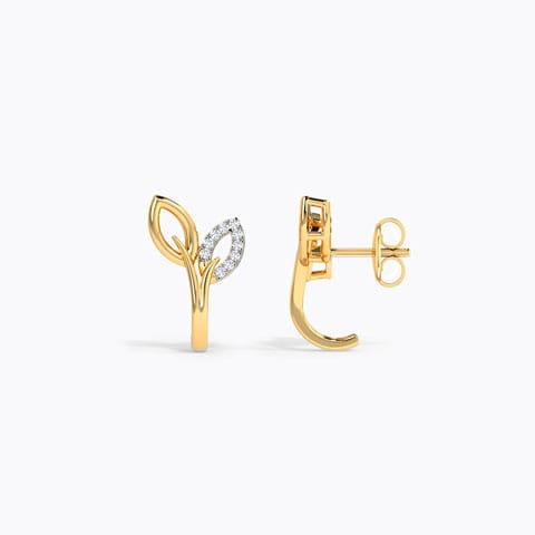 Duo Leaf Diamond Hoop Earrings