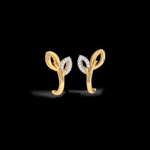 Duo Leaf Diamond Hoop Earrings