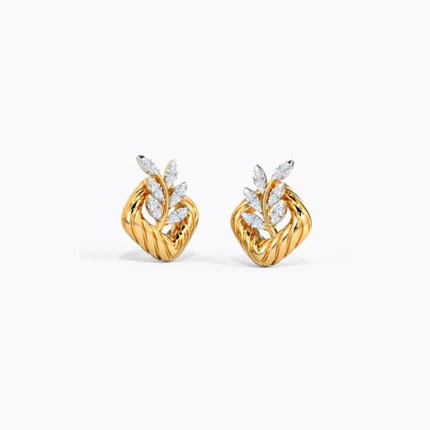 Arabella Leaf Diamond Stud Earrings