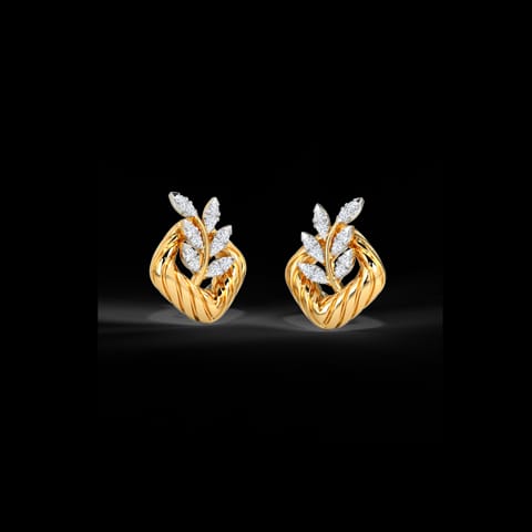 Arabella Leaf Diamond Stud Earrings