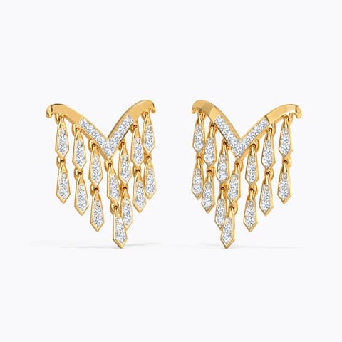 Erma Diamond Drop Earrings Diamond Earrings 14 Karat Yellow Gold Erma Diamond Drop Earrings