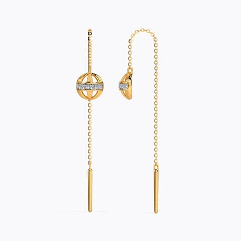 Spherical Radiant Diamond Sui Dhaga Earrings