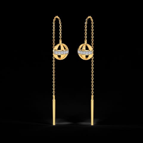 Spherical Radiant Diamond Sui Dhaga Earrings