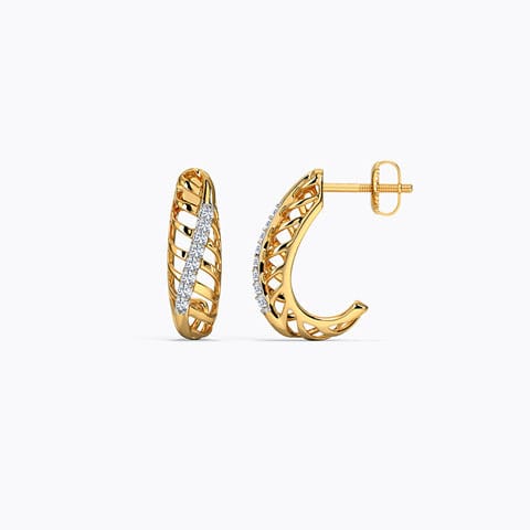 Aahana Linear Diamond Hoop Earrings Aahana Linear Diamond Hoop Earrings