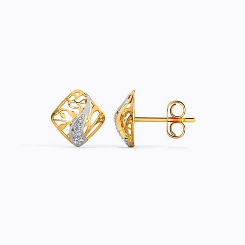 Leafy Cuboid Diamond Stud Earrings Leafy Cuboid Diamond Stud Earrings