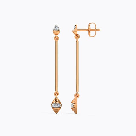 Geometric Boat Diamond Drop Earrings