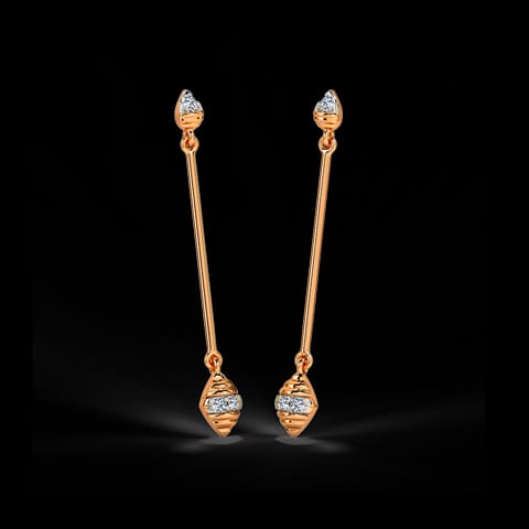Geometric Boat Diamond Drop Earrings