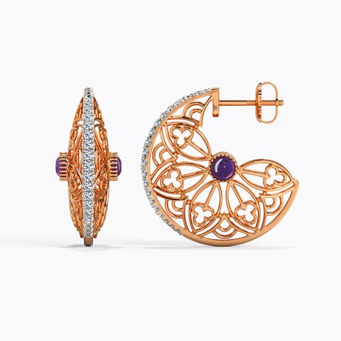 Flowery Dome Gemstone Hoop Earrings Flowery Dome Gemstone Hoop Earrings