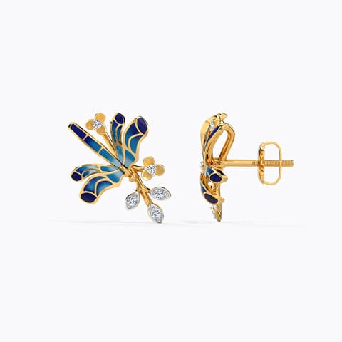 Exquisite Blue Dragonfly Diamond Stud Earrings Exquisite Blue Dragonfly Diamond Stud Earrings