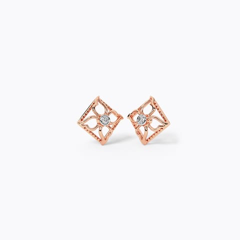 Square Glint Diamond Stud Earrings