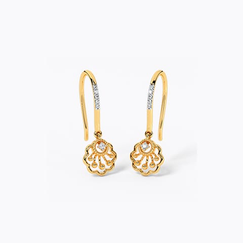 Gleaming Scallop Diamond Drop Earrings Gleaming Scallop Diamond Drop Earrings