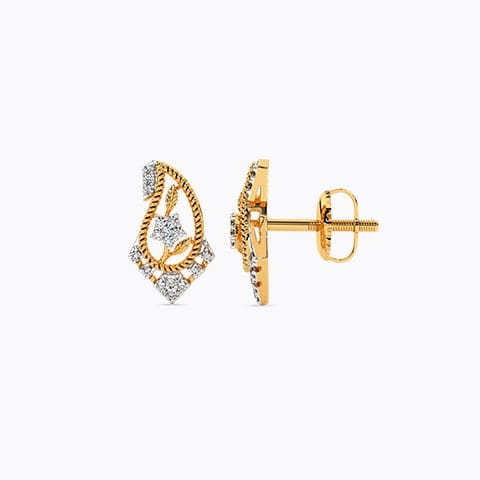 Embroidered Trellis Diamond Stud Earrings Embroidered Trellis Diamond Stud Earrings