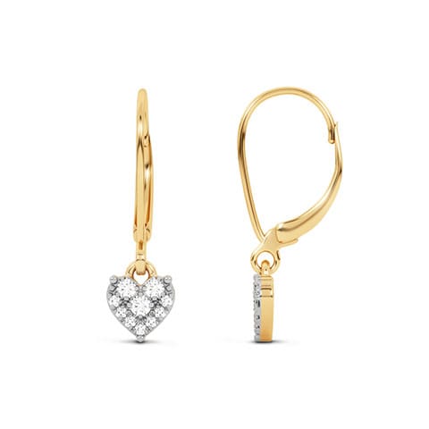 Heart Dangle Hoops Diamond Earrings