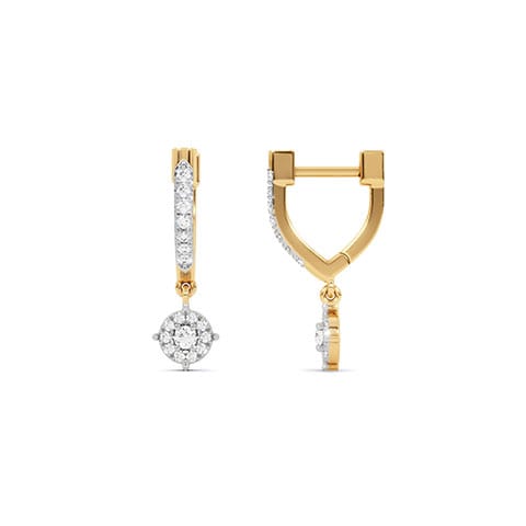Halo Dangle Hoops Diamond Earrings Halo Dangle Hoops Diamond Earrings