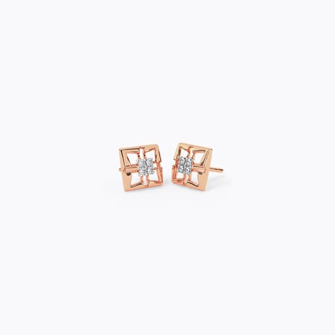 Delicate Quad Diamond Stud Earrings