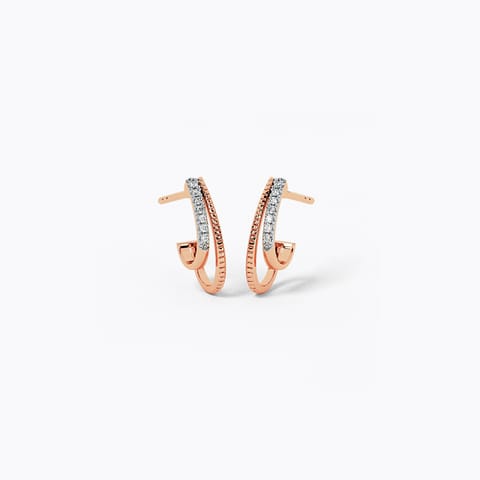 Twin Wave Diamond Hoop Earrings