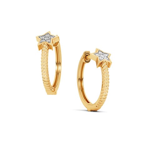 Tiny Star Diamond Hoops Earrings