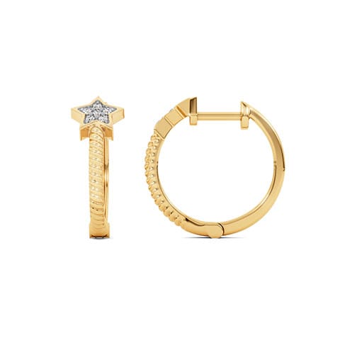 Tiny Star Diamond Hoops Earrings