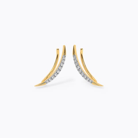 Crescent Line Diamond Earcuffs