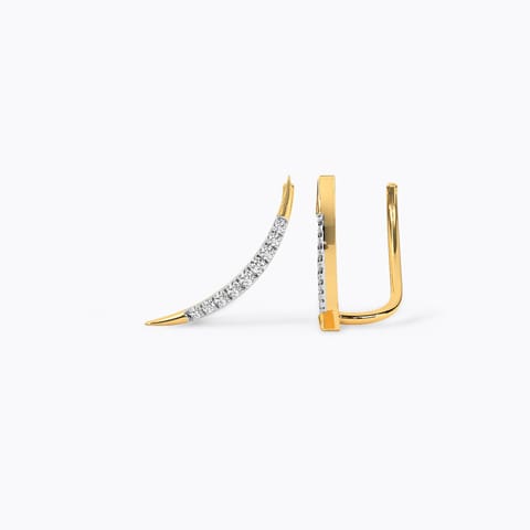 Crescent Line Diamond Earcuffs