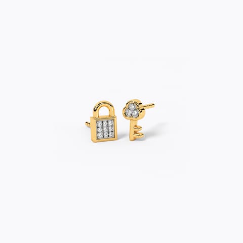 Lock & Key Diamond Stud Earrings