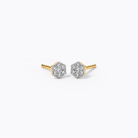 Subtle Hexagon Diamond Stud Earrings