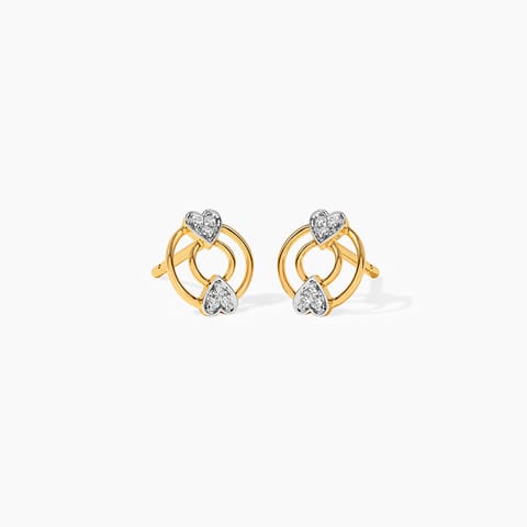 Dual Heart Orb Diamond Stud Earrings Dual Heart Orb Diamond Stud Earrings