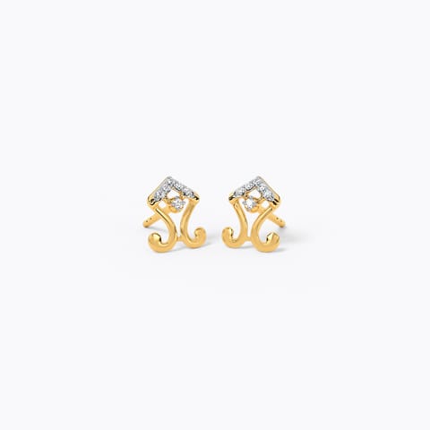 Royal Stamp Diamond Stud Earrings