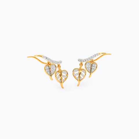 Dangling Leaves Diamond Ear Cuffs