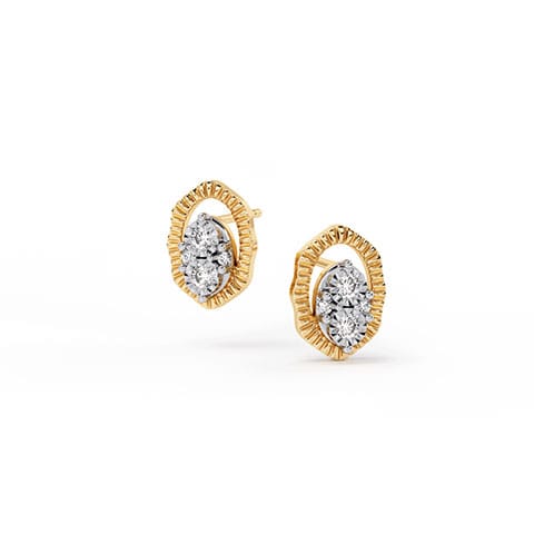 Vintage Crest Diamond Stud Earrings