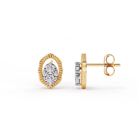 Vintage Crest Diamond Stud Earrings