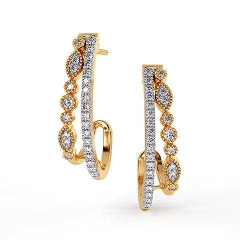 Leaf Rope Diamond Hoop Earrings Leaf Rope Diamond Hoop Earrings