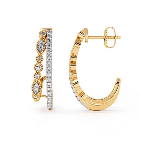 Leaf Rope Diamond Hoop Earrings Leaf Rope Diamond Hoop Earrings