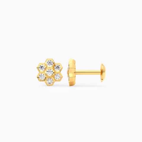 Elu 22k Gold and Diamond Stud Earrings Elu 22k Gold and Diamond Stud Earrings