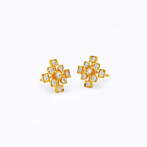 Kolam 22k Gold and Diamond Stud Earrings
