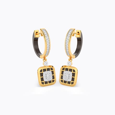 Obsdian Grid Diamond Hoop Earrings Obsdian Grid Diamond Hoop Earrings