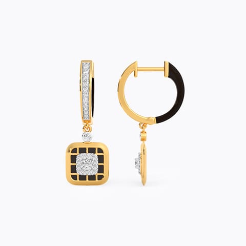 Obsdian Grid Diamond Hoop Earrings Obsdian Grid Diamond Hoop Earrings