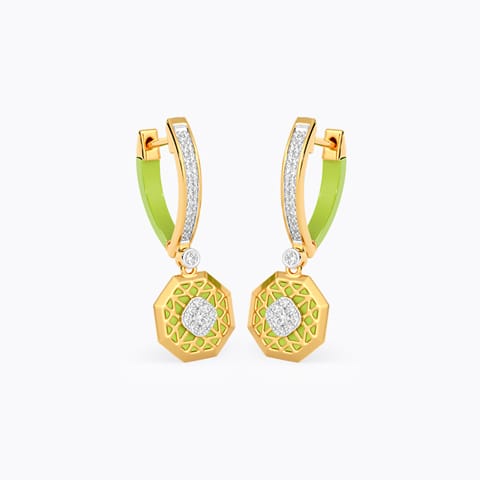 Green Zest Diamond Hoop Earrings Green Zest Diamond Hoop Earrings