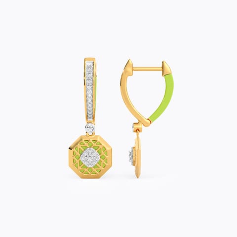 Green Zest Diamond Hoop Earrings Green Zest Diamond Hoop Earrings