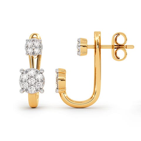 Elegant Plume Diamond Stud Earrings