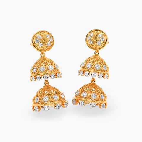 Dual Knell Diamond Jhumkas Dual Knell Diamond Jhumkas