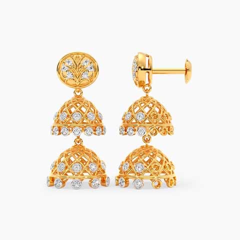 Dual Knell Diamond Jhumkas Dual Knell Diamond Jhumkas