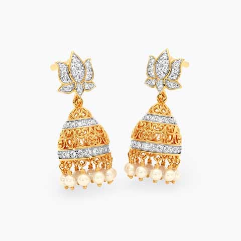 White Lotus Gemstone Jhumkas White Lotus Gemstone Jhumkas