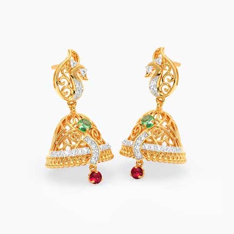 Verdant Peacock Gemstone Jhumkas Verdant Peacock Gemstone Jhumkas