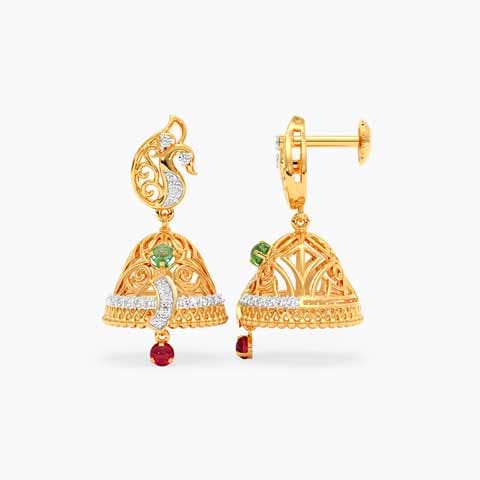 Verdant Peacock Gemstone Jhumkas Verdant Peacock Gemstone Jhumkas