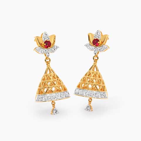 Scarlet Lotus Gemstone Jhumkas Scarlet Lotus Gemstone Jhumkas