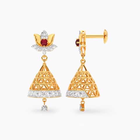 Scarlet Lotus Gemstone Jhumkas Scarlet Lotus Gemstone Jhumkas